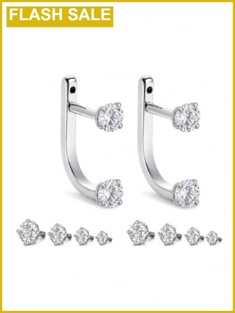 Titanium L-Shaped CZ Cartilage Earrings, 18G Pair